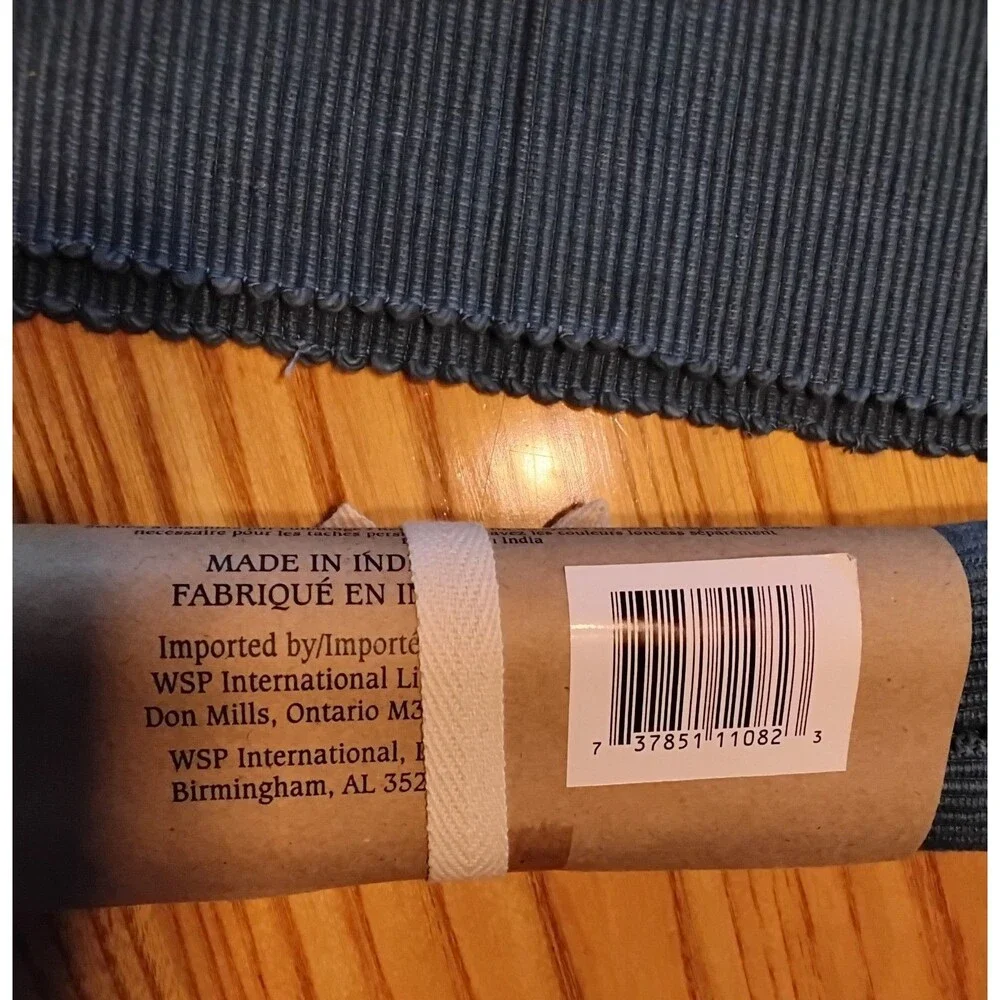 Savannah Grove Cotton Ribbed Placemats Dusty Blue 18x13 Fringed Edges Set Of 4